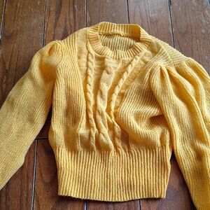 Yellow Cable Knit Women's Sweater